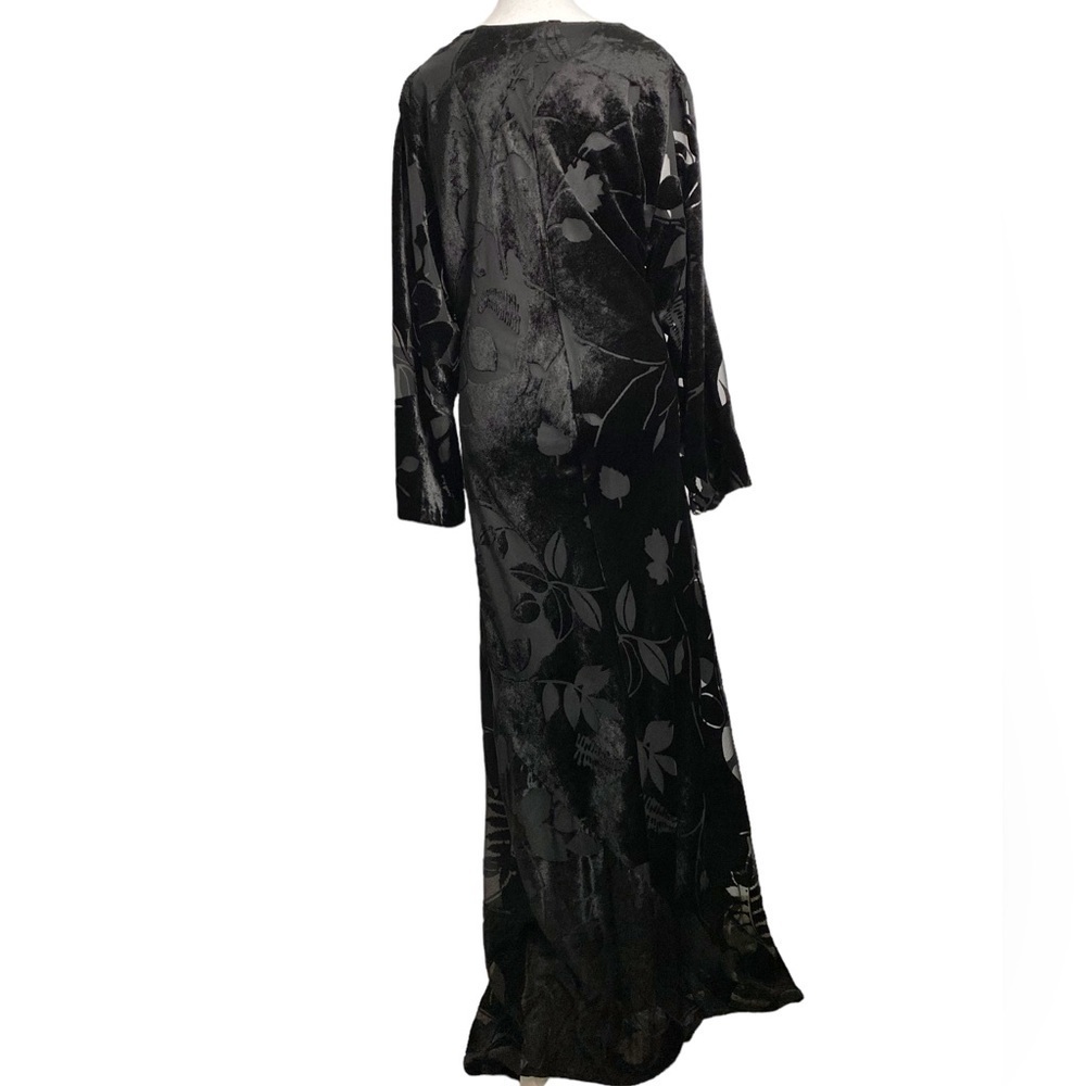 Lifestyle Elements By Sonia G. Black Panyvelvet Evening Maxi Long Sleeve Dress - Picture 2 of 11